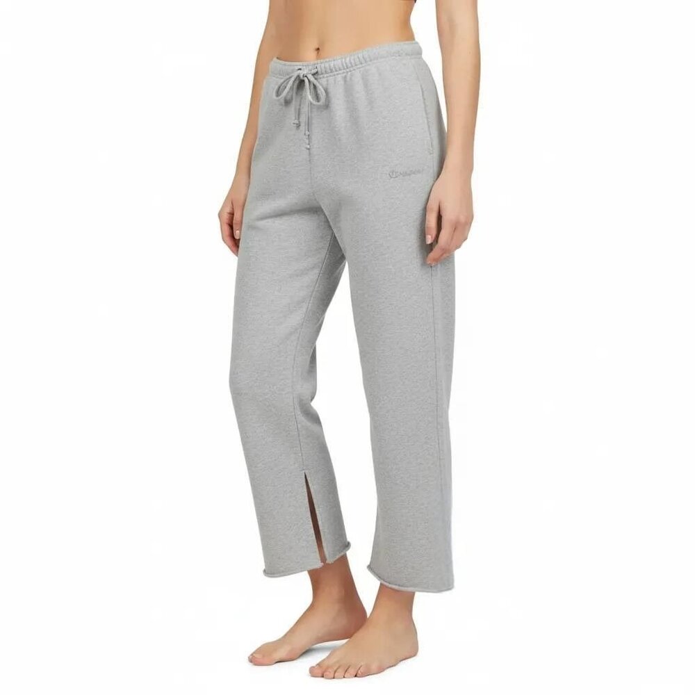 Champion Reverse Weave Light Heather Gray Cut Off Slits Sweatpants Women's Large